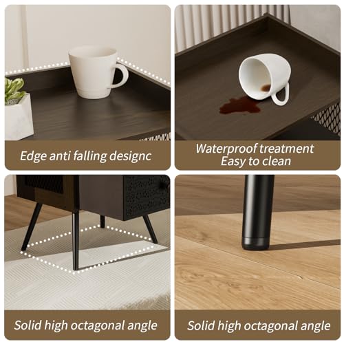 Stylish Set of 2 Nightstands with Open Shelf