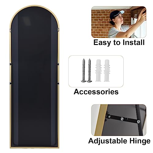 Gold Arched Full Length Leaning Mirror 64"x21