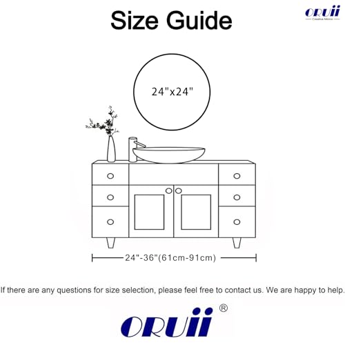 Oruii 24-Inch Black Round Wall Mirror