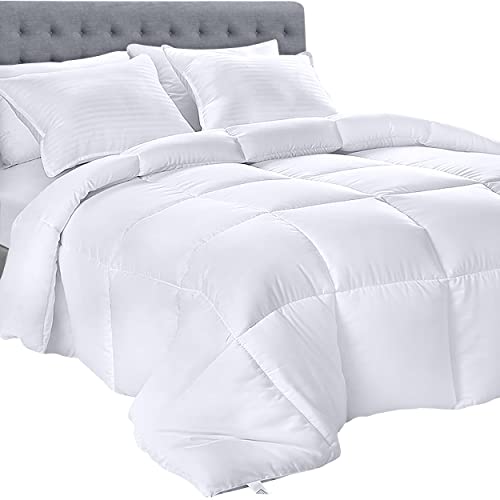 King Size All-Season White Comforter - Plush Fiberfill