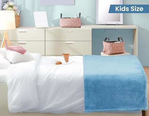 Kids Size Fleece Blanket in Washed Blue