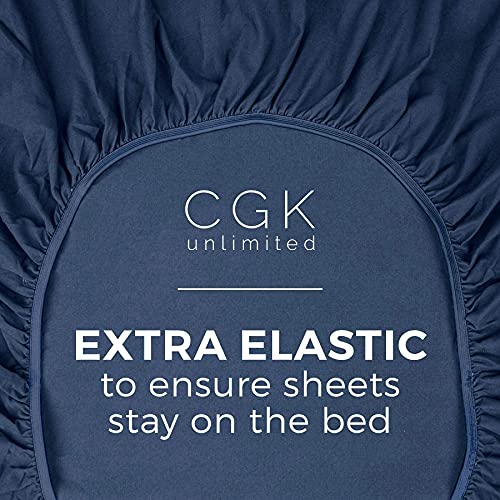 Twin XL Navy Blue Fitted Bed Sheet - Luxury