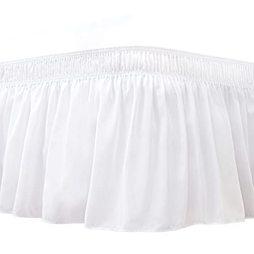 Biscaynebay Adjustable White Bed Skirt for Queen Beds