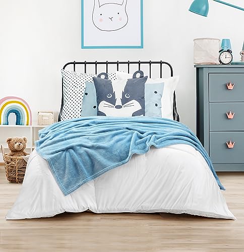 Kids Size Fleece Blanket in Washed Blue