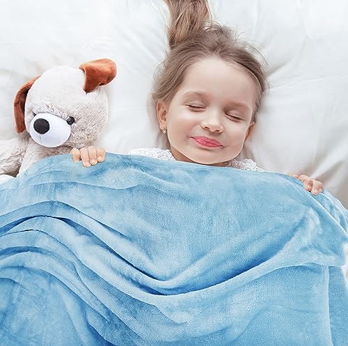 Kids Size Fleece Blanket in Washed Blue