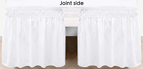 Biscaynebay Adjustable White Bed Skirt for Queen Beds