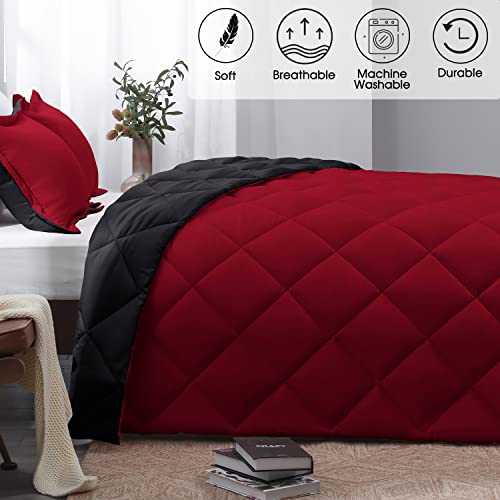 Reversible Red and Black Queen Comforter Set