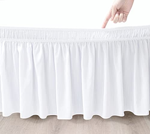 Biscaynebay Adjustable White Bed Skirt for Queen Beds