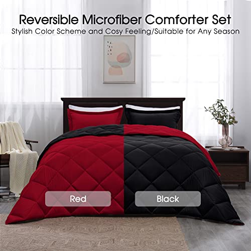 Reversible Red and Black Queen Comforter Set