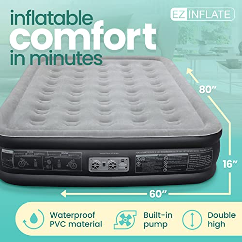 Queen Size EZ Inflate Double-High Air Mattress