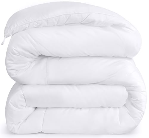 King Size All-Season White Comforter - Plush Fiberfill