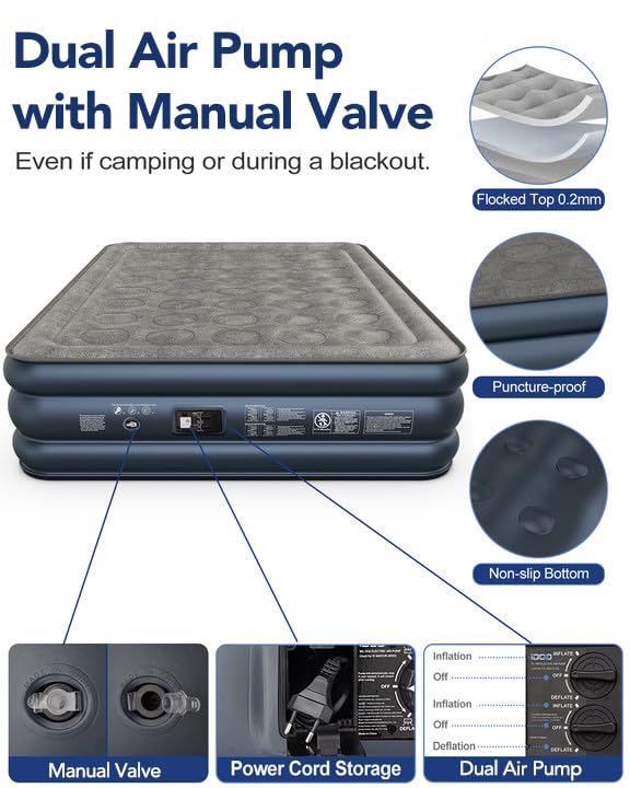 Queen Inflatable Air Mattress with Built-in Pump