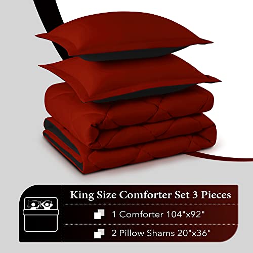 Downluxe Red and Black King Comforter Set