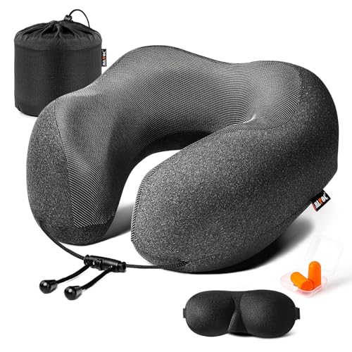 Memory Foam Neck Pillow with Eye Mask & Earplugs