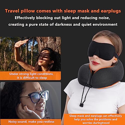 Memory Foam Neck Pillow with Eye Mask & Earplugs