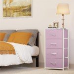 Pink Fabric Storage Drawer Set with 4 Bins