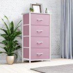 Pink Fabric Storage Drawer Set with 4 Bins