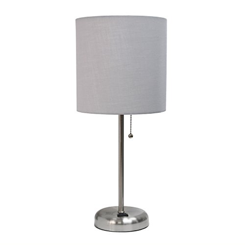 Brushed Steel Desk Lamp with Charging Outlet
