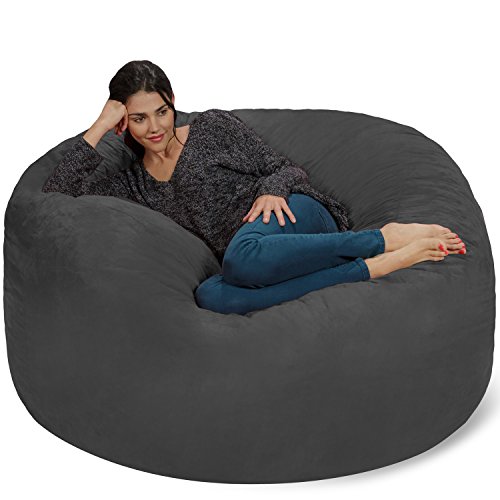 Giant 5' Charcoal Memory Foam Bean Bag Chair
