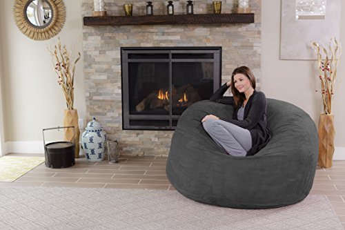 Giant 5' Charcoal Memory Foam Bean Bag Chair