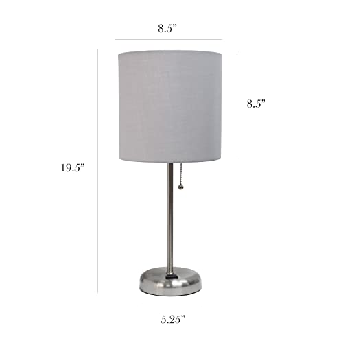 Brushed Steel Desk Lamp with Charging Outlet