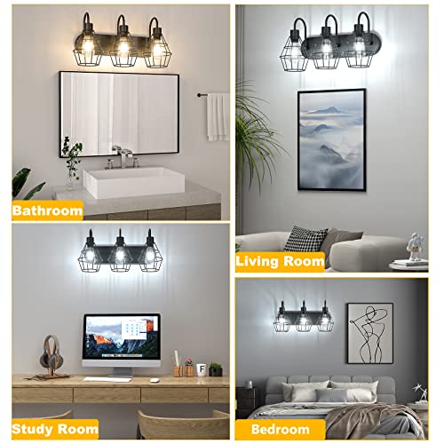 Vintage Industrial 3-Light Bathroom Wall Sconce