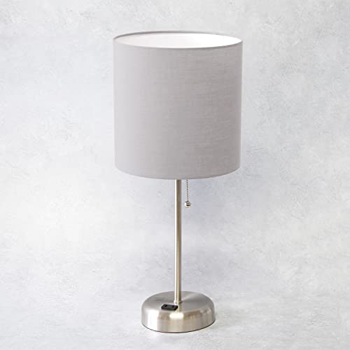 Brushed Steel Desk Lamp with Charging Outlet