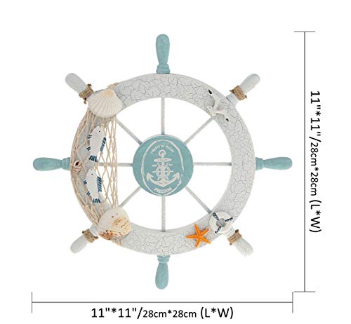 Rienar Nautical Wooden Boat Steering Wheel Wall Art