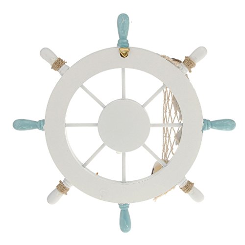 Rienar Nautical Wooden Boat Steering Wheel Wall Art