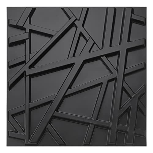 Black 3D Wall Panels for Bedroom Decor - 12 Pack