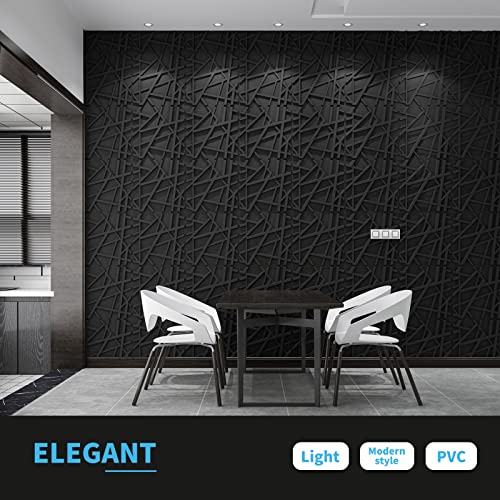 Black 3D Wall Panels for Bedroom Decor - 12 Pack