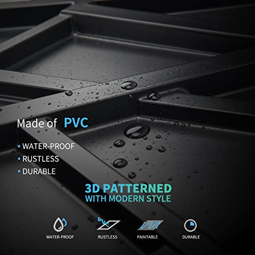 Black 3D Wall Panels for Bedroom Decor - 12 Pack