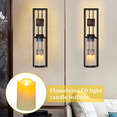 Set of 2 Metal Wall Sconce Candle Holders