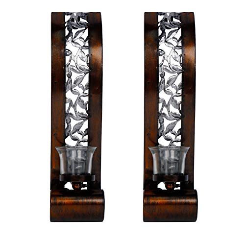 Antique Bronze Wall Sconce Candle Holders Set