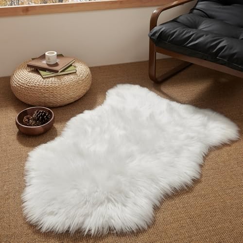 White Faux Fur Shag Rug for Bedroom Decor