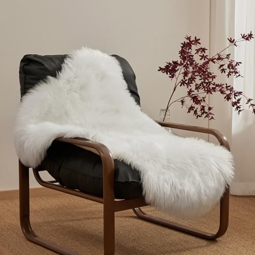 White Faux Fur Shag Rug for Bedroom Decor