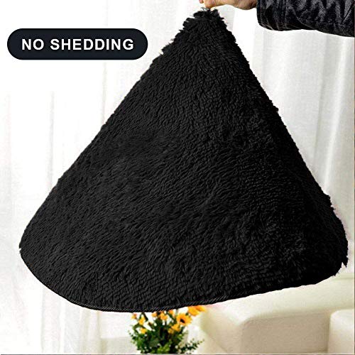 Modern Black Shaggy Area Rug for Bedroom Decor