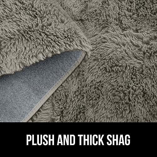 Fluffy Steel Gray Faux Fur Area Rug 5x7 FT