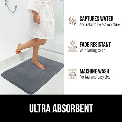 Soft Velvet Memory Foam Bath Rug - Graphite Gray