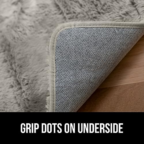 Fluffy Steel Gray Faux Fur Area Rug 5x7 FT