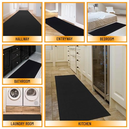 Modern Black Non-Slip 2x6 Runner Rug