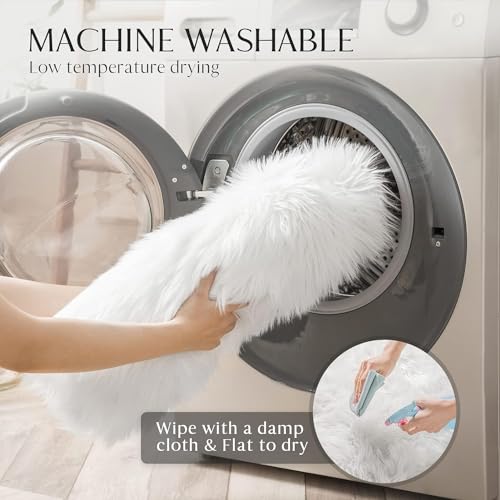 White Faux Fur Shag Rug for Bedroom Decor