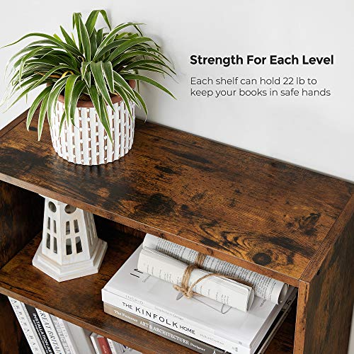 Rustic Brown 5-Tier Open Bookshelf Unit