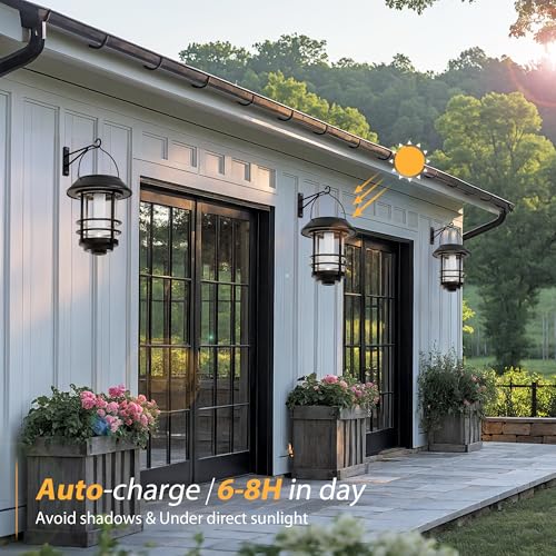 Flickering Flames Solar Wall Lanterns - 2 Pack