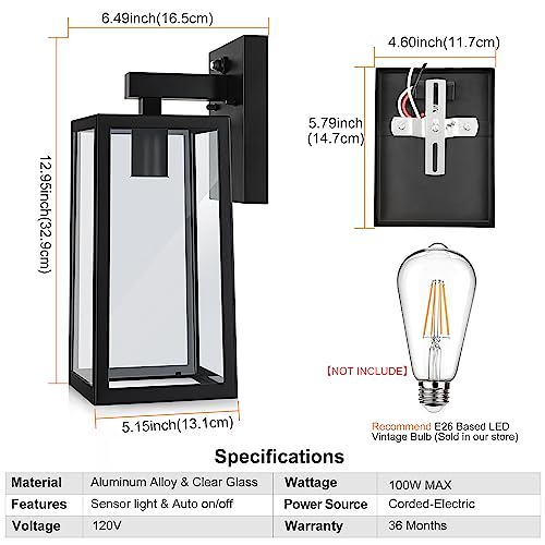 Dusk to Dawn Waterproof Wall Lantern for Outdoors