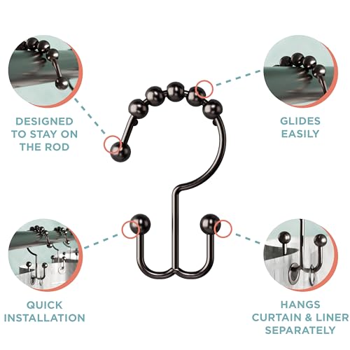 Rust-Resistant Decorative Shower Curtain Hooks - Set of 12