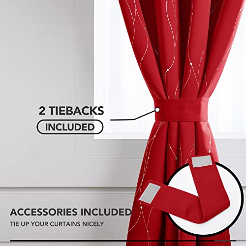 Red Dotted Thermal Blackout Curtains for Bedroom