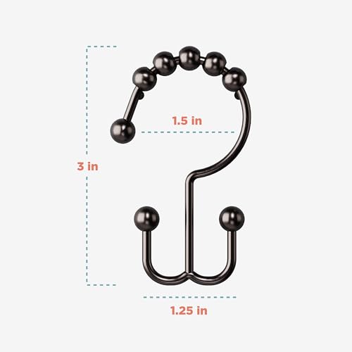 Rust-Resistant Decorative Shower Curtain Hooks - Set of 12