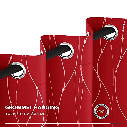 Red Dotted Thermal Blackout Curtains for Bedroom
