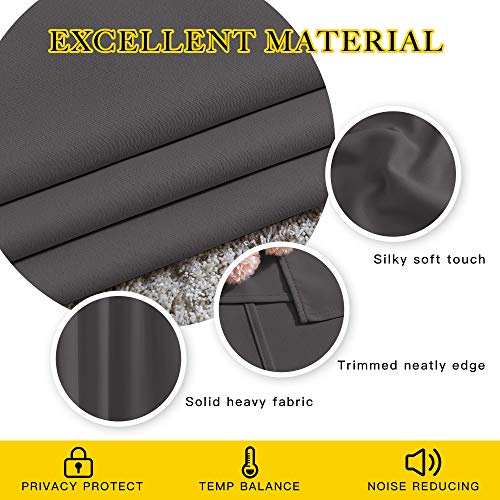 Grey Blackout Curtains - Room Darkening Drapes (2 Panels)